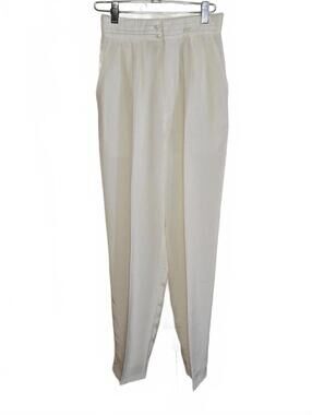 Vintage Suzelle High-Waisted Cream Trousers with Button Detail